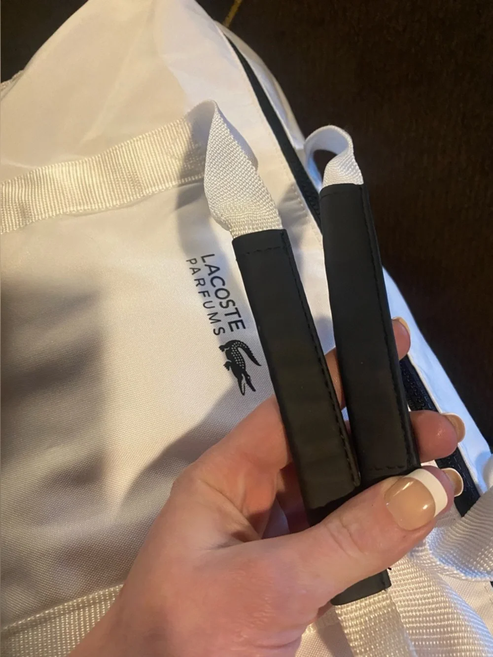 Lacoste Parfums White and Black Travel Duffle